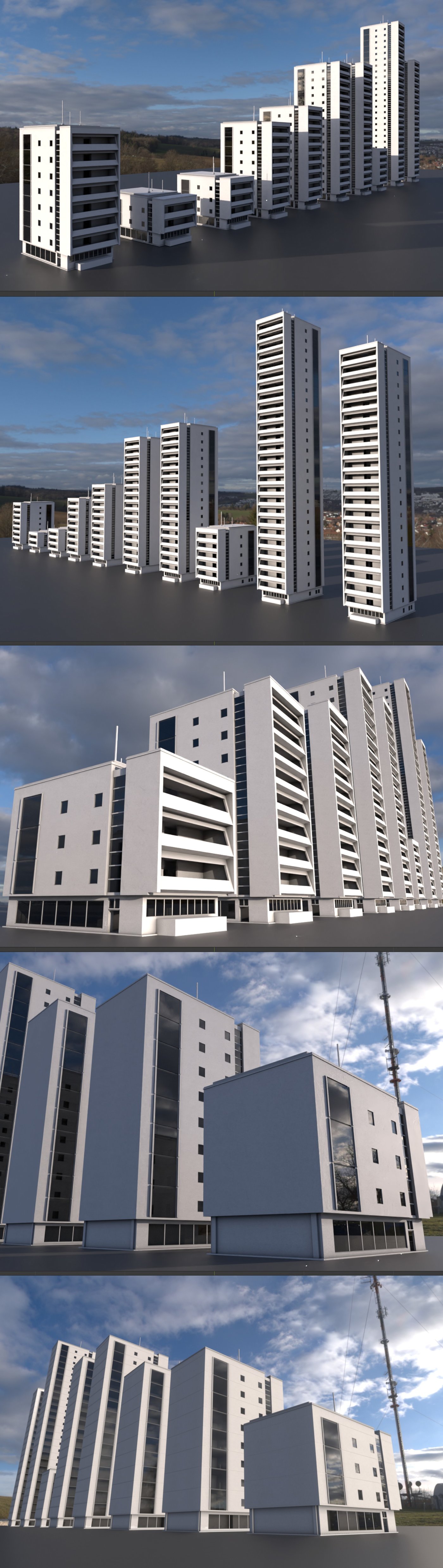 Residential Buildings Set upgrade for a use in Blender 2-91