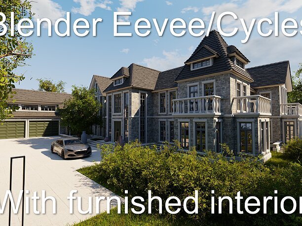 3D model Large Mansion 2021 Blender Eevee and Cycles 1