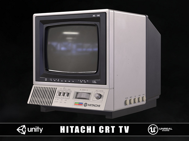 3D asset Retro 80s Hitachi CRT TV