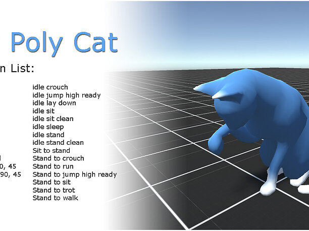 Cat low poly - animated 3D model animated