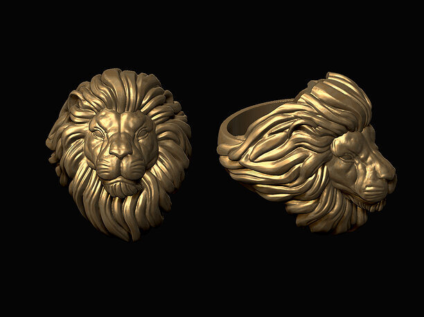 Lion Head Ring 3D printable model sterling