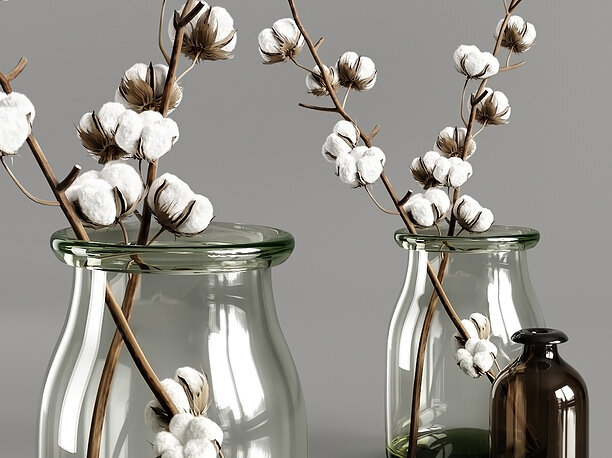 A bouquet of cotton 3D model