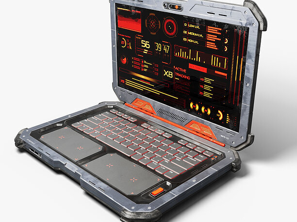 3D Cyber Scifi Laptop