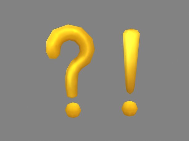 Question mark and exclamation mark - yellow 3D asset