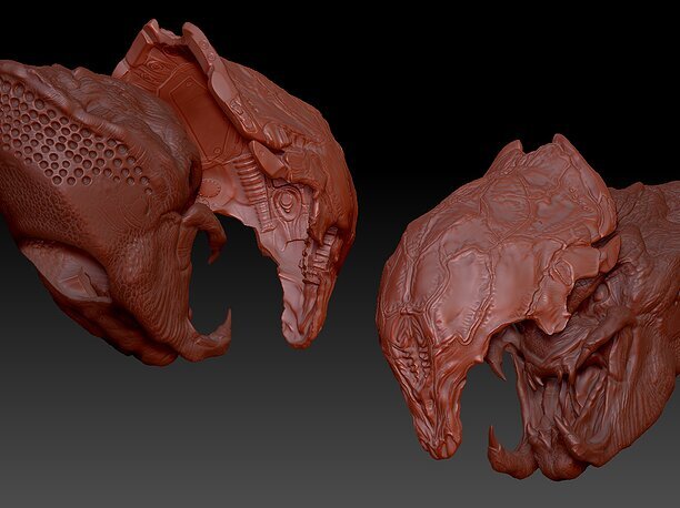 3D print model feral Predator PREY helmet and head combo