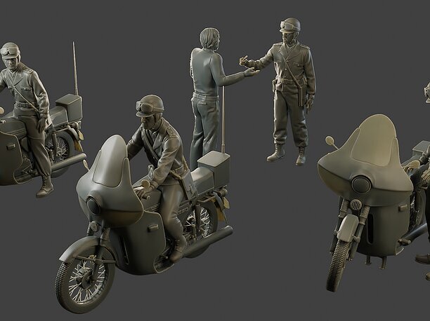 CzechSlovak Communist police Motorcycle CCPM1 Pack1 3D