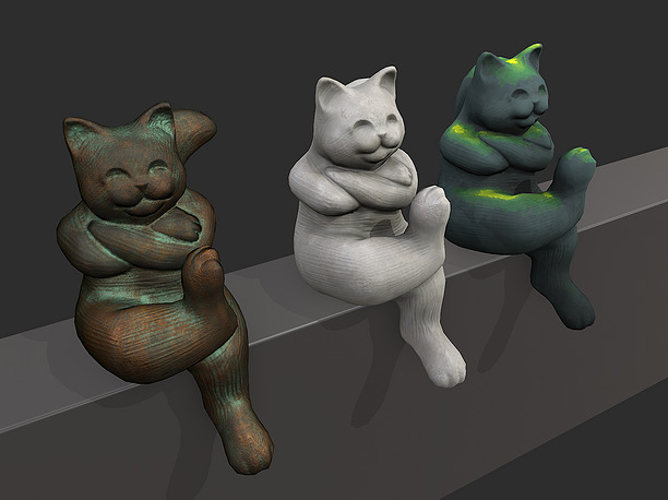 3D model Sitting Cat Sculpture with Textures