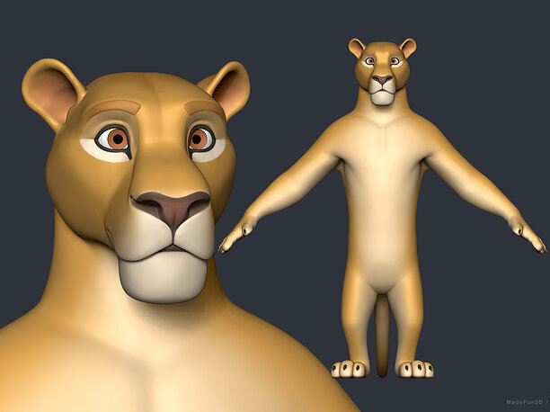 3D Stylized Cartoon Lion - Biped