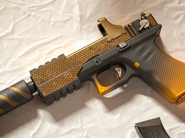 3D asset Futuristic Pistol Minos Gold Skin PBR