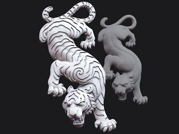 japanese Descending Tiger 3D print model