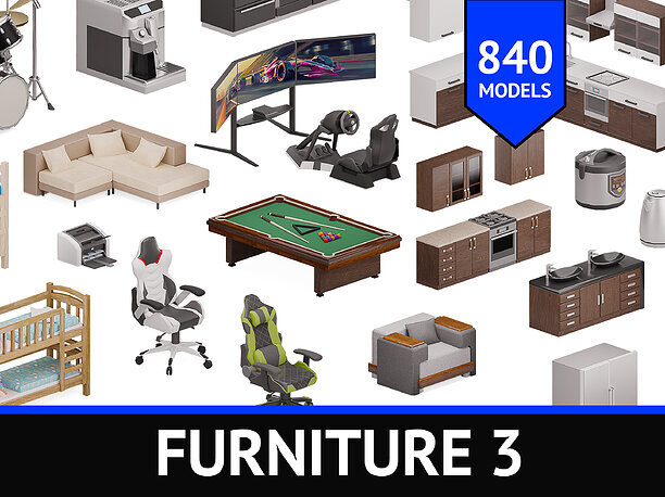 Furniture 3 3D model VR / AR ready