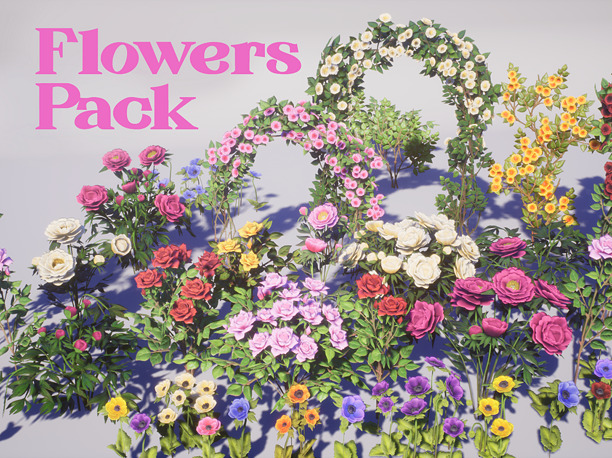 3D asset Flowers Pack