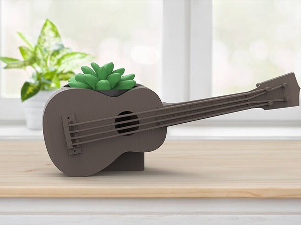 3D printable model music GUITAR SUCCULENT VASE PLANT