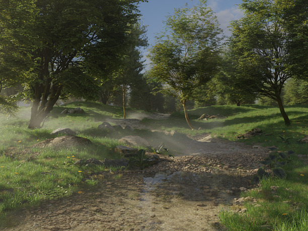 Forest Path Scene 3D model animated