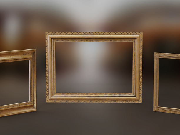 3D model low-poly Golden Picture Frames Set