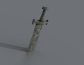 Stone sword 3D model low-poly PBR