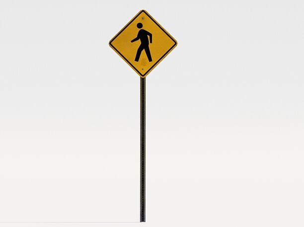 VR / AR ready Crosswalk Sign 3D model Low-Poly