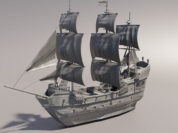 3D printable model Pirate Ship Tabletop Terrain 28 mm